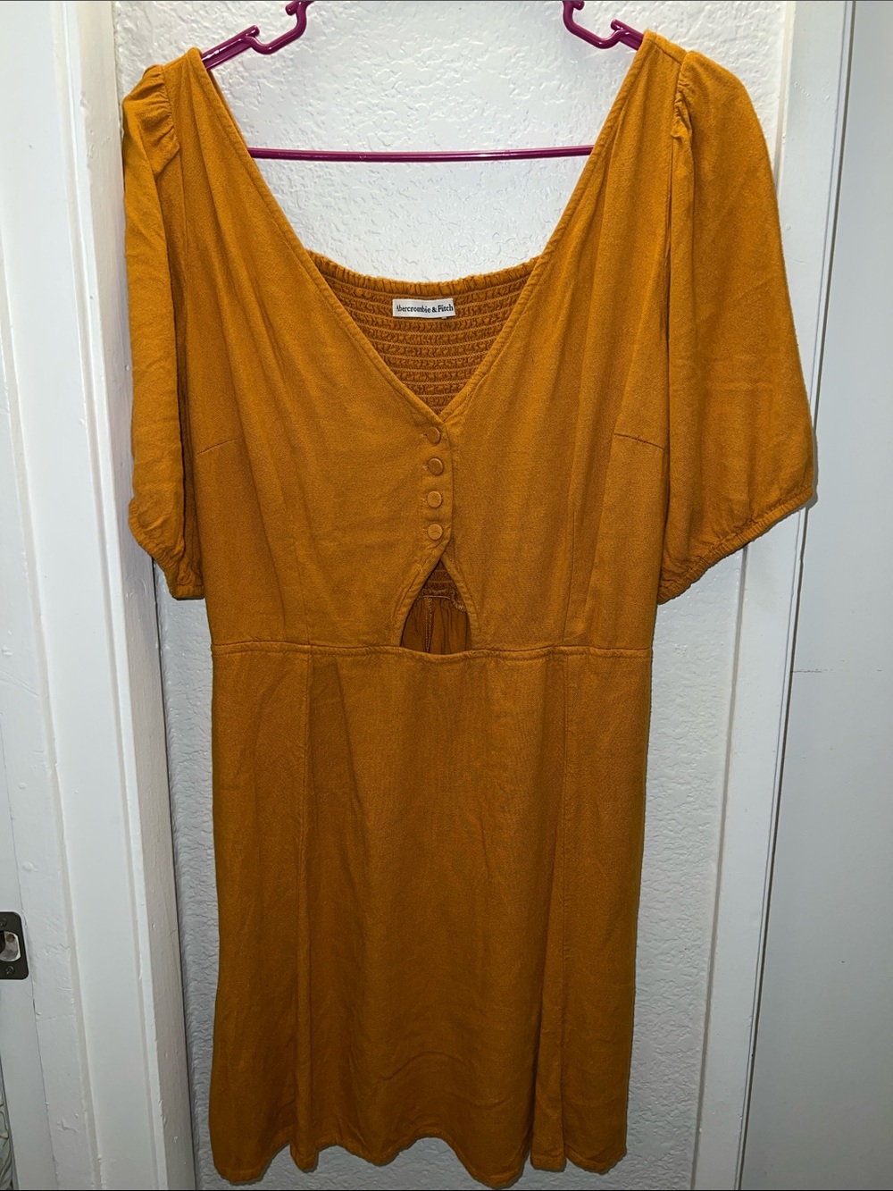 Abercrombie & Fitch Mustard Short Sleeve V-Neck Dress